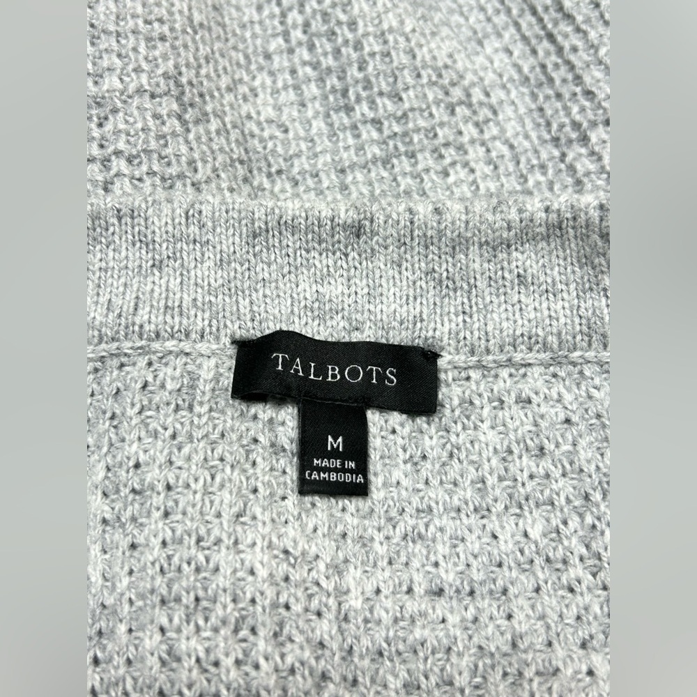 Talbots Gray Waffle Knit Sweater Size M | Soft Textured Crewneck Pullover - Picture 3 of 6
